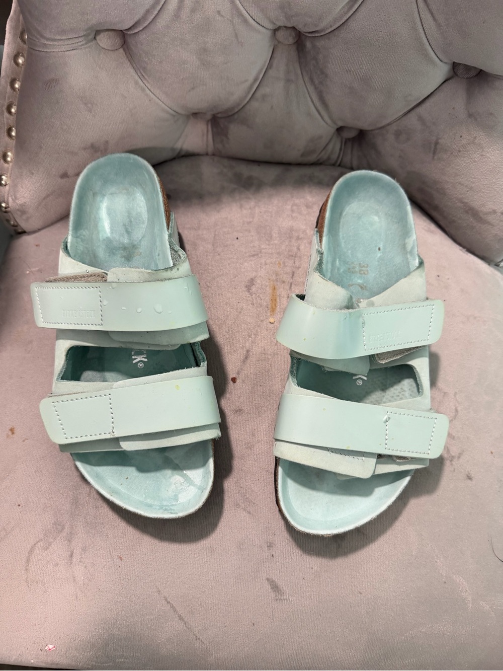 BIRKENSTOCK UJI NUBUCK MINT GREEN SANDALS
